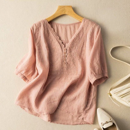 Odette | Elegant Cotton-Linen Blouse