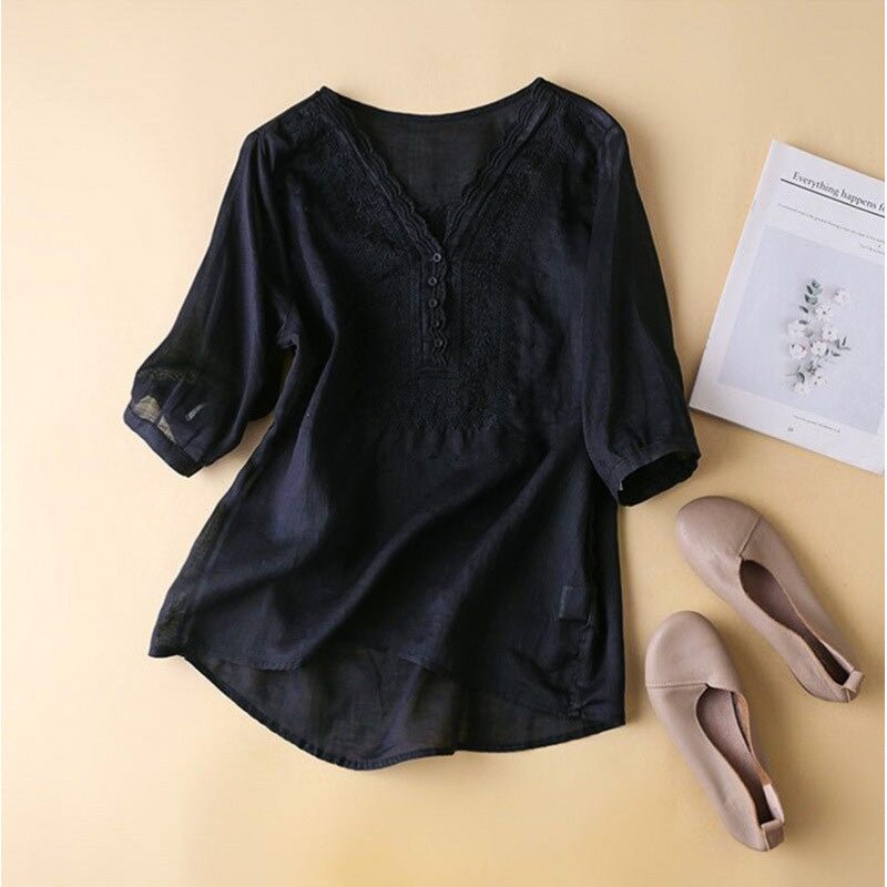 Odette | Elegant Cotton-Linen Blouse