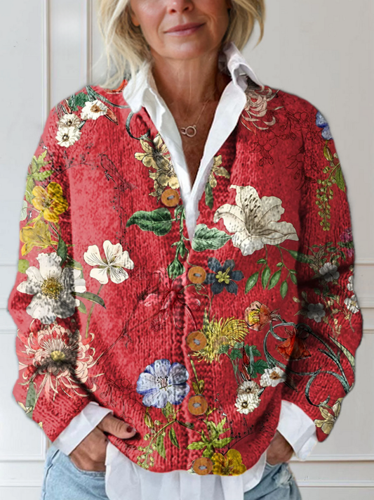 Olivia | Cozy Vintage Floral Cardigan Sweater for Autumn