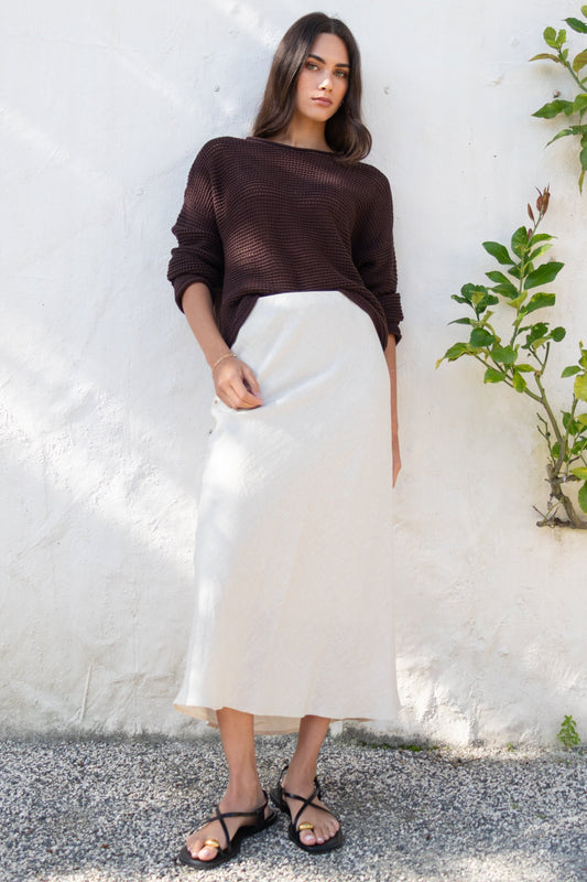 Olivia | Elegant Bias Cut Midi Skirt for Women