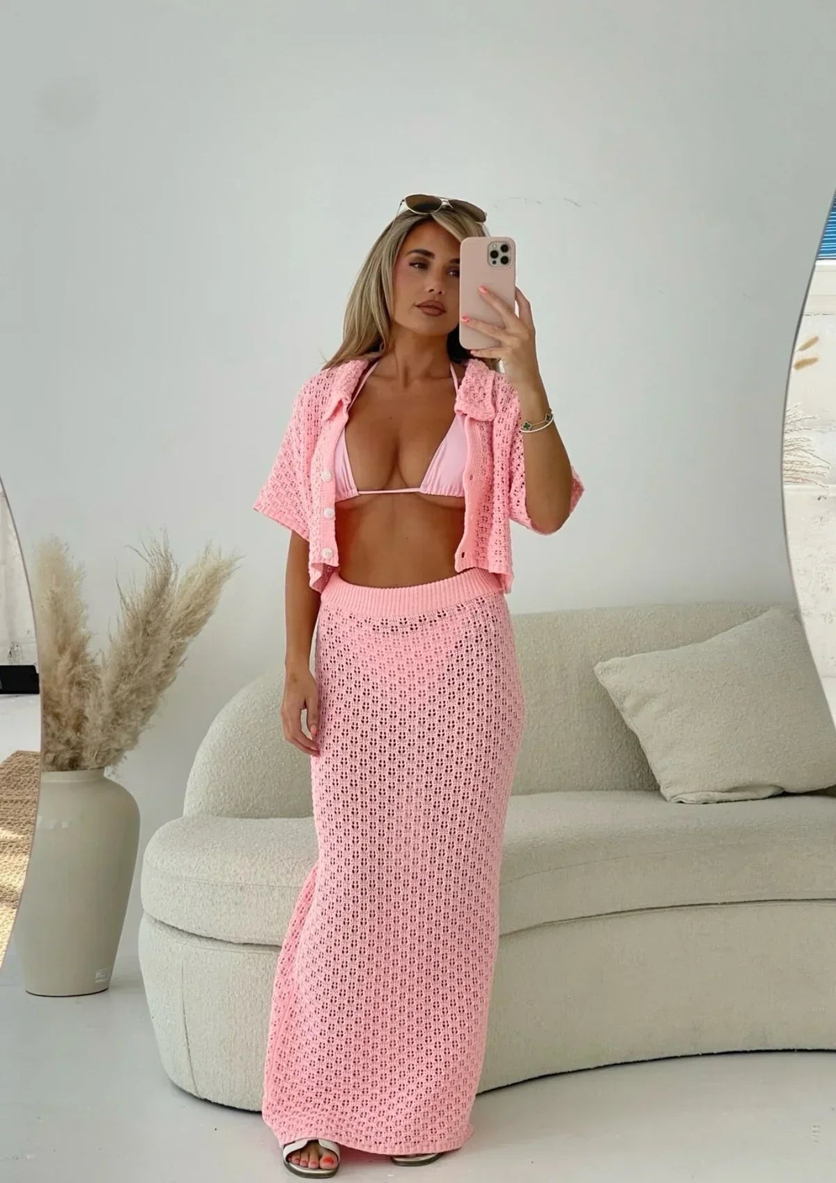 Olivia | Elegant Boho Crochet Knit Skirt and Top Set