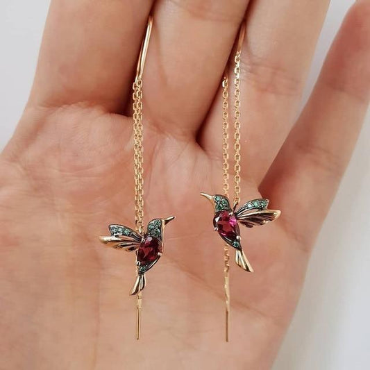 Hummingbird Earrings with cubic zirconia