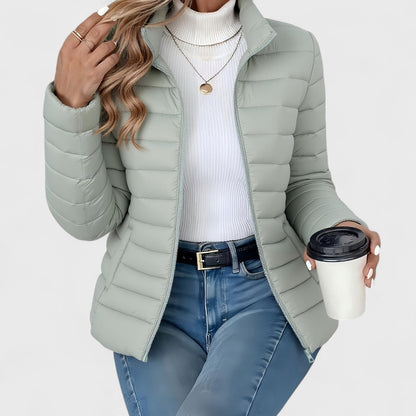 Olivia | Elegant Lightweight Longline Jacket with High Collar