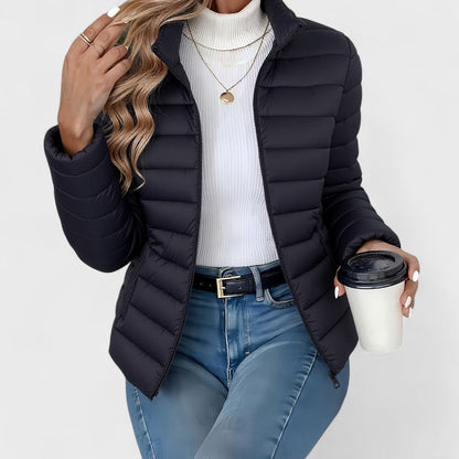 Olivia | Elegant Lightweight Longline Jacket with High Collar