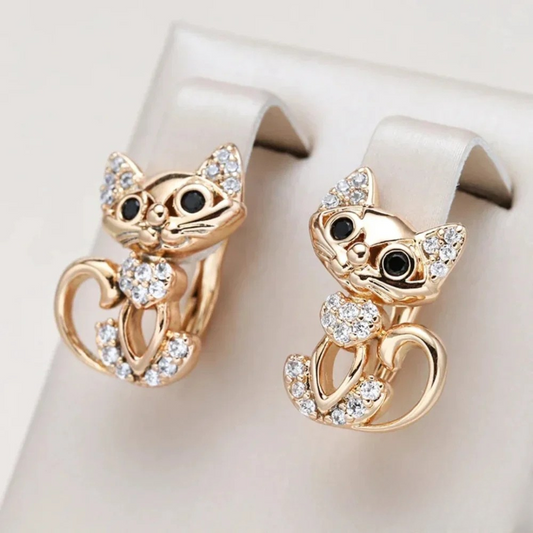 Olivia | Elegant Radiant Cat Earrings with Cubic Zirconia