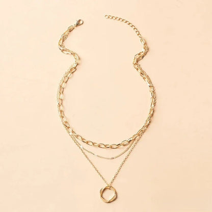 Gold Necklace with Layered Design