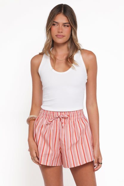 Olivia | Trendy High Rise Peach Stripe Shorts