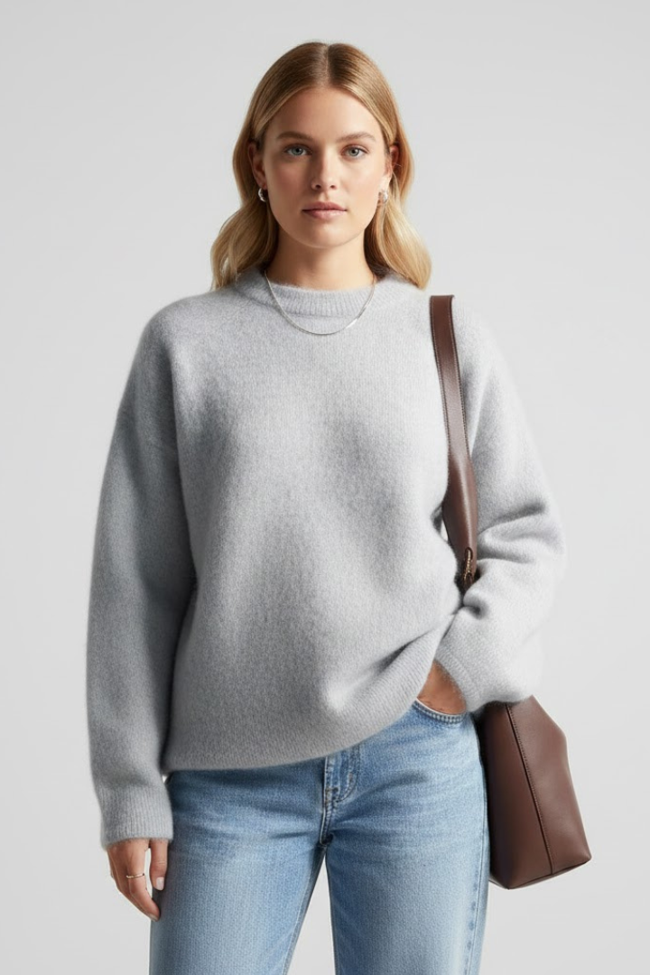 Lila | Chic Knitted Sweater with Round Neckline