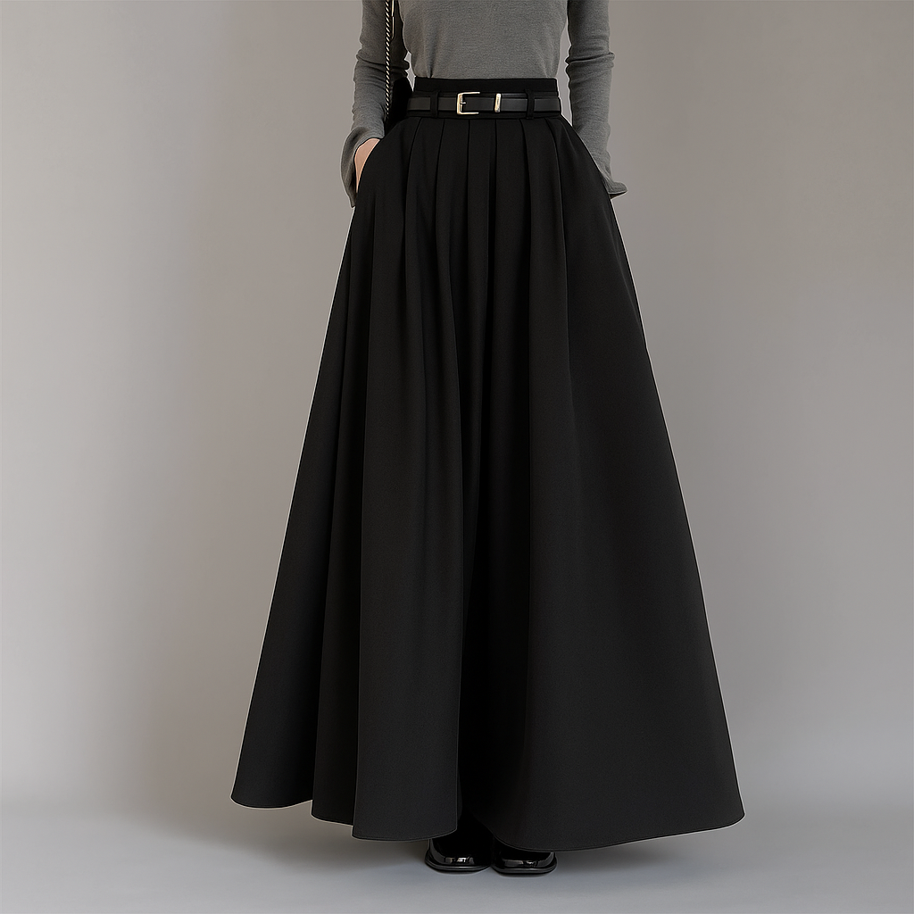 Winter | Structured Pleated Maxi Skirt