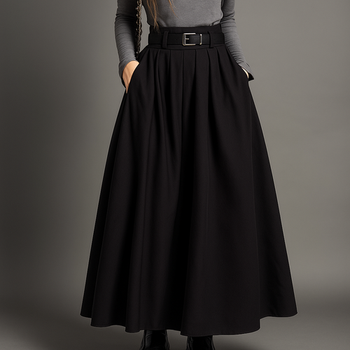 Winter | Structured Pleated Maxi Skirt