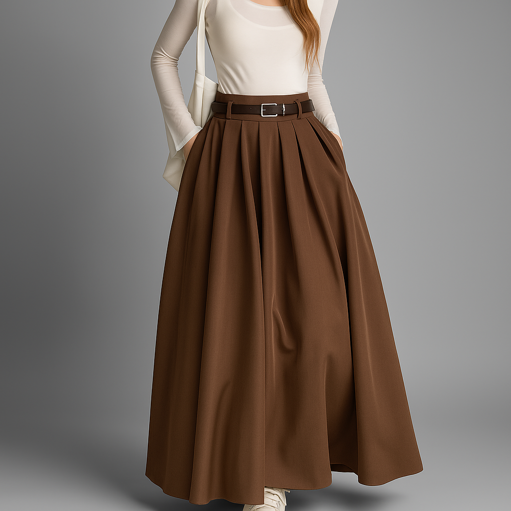 Winter | Structured Pleated Maxi Skirt