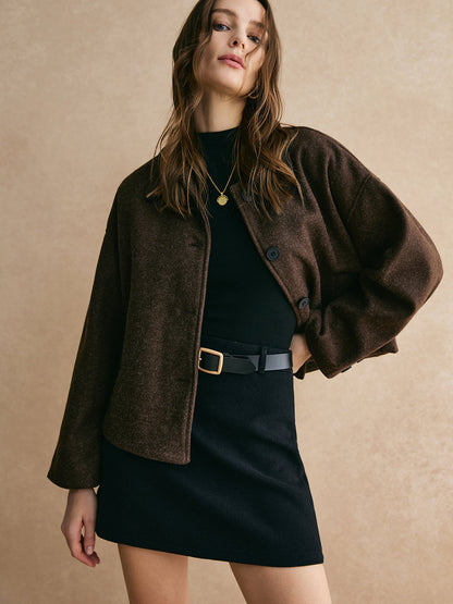 Refined Tweed Button Down Jacket with Long Sleeves | Stylish Shift Fit for Everyday Elegance