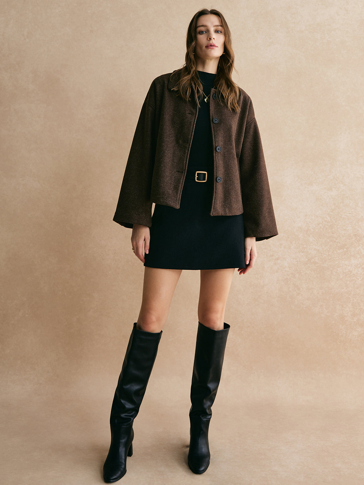 Refined Tweed Button Down Jacket with Long Sleeves | Stylish Shift Fit for Everyday Elegance