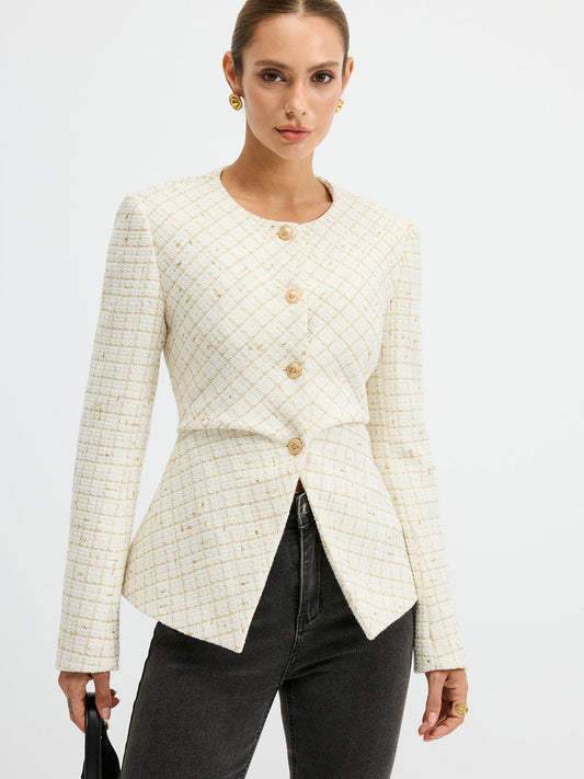 Romina | Tweed Blazer with Waist-Cinching Design | Stylish Layer for Effortless Elegance