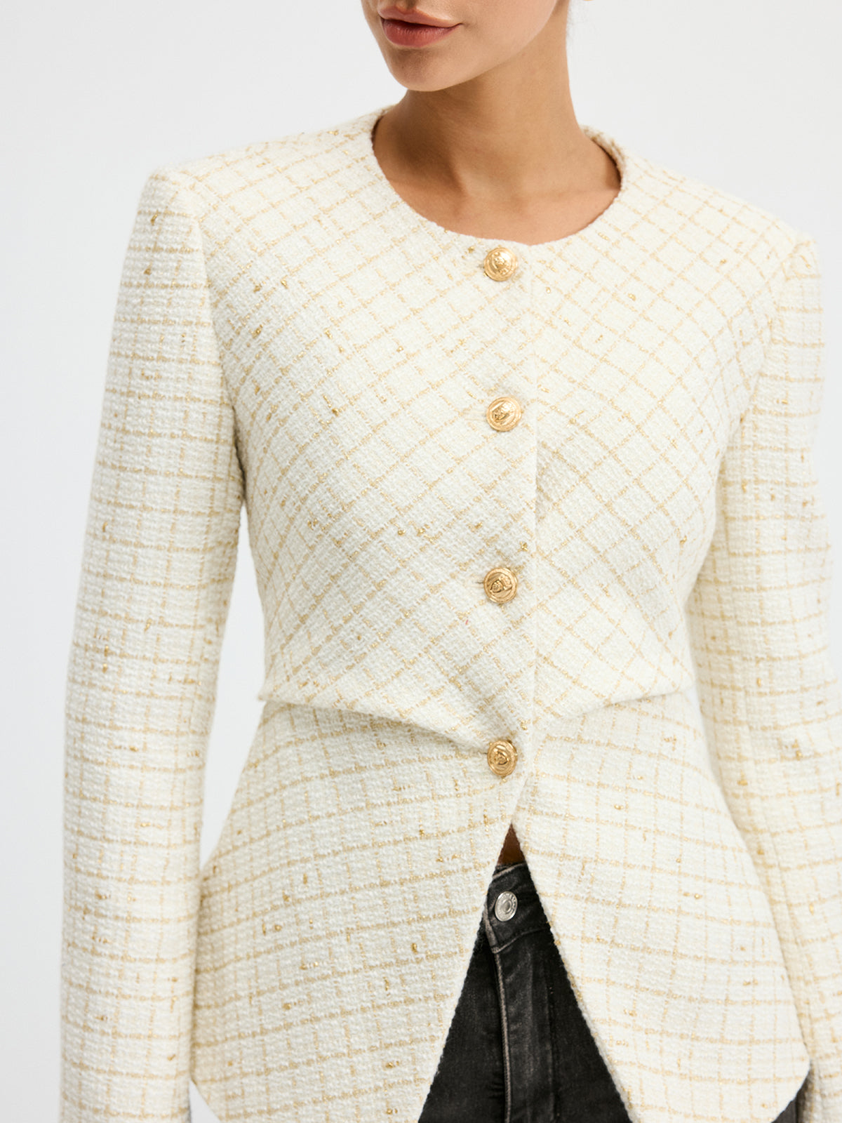 Romina | Tweed Blazer with Waist-Cinching Design | Stylish Layer for Effortless Elegance