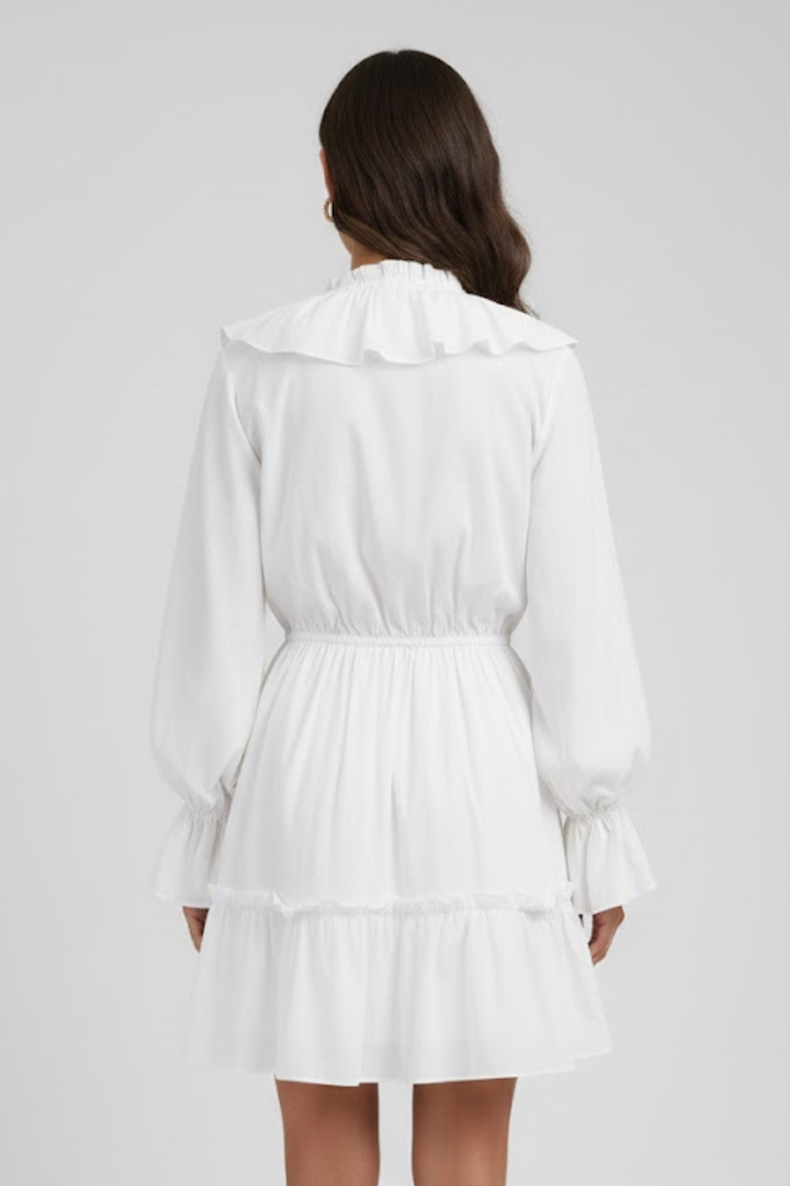Lila | V-Neck Mini Dress with Ruffle Trim