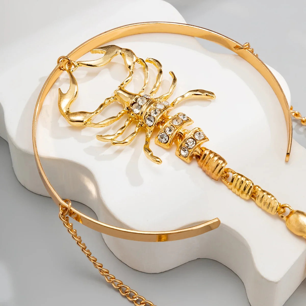 Eloise | Gold Scorpion Arm Bangle with Stone Accents