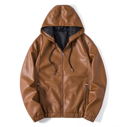 Hamish | Premium Leather Zip-Up Hooded Jacket