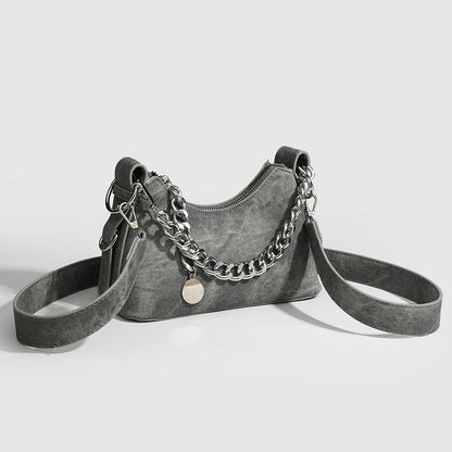 Mira | Washed Denim Chain Shoulder Bag