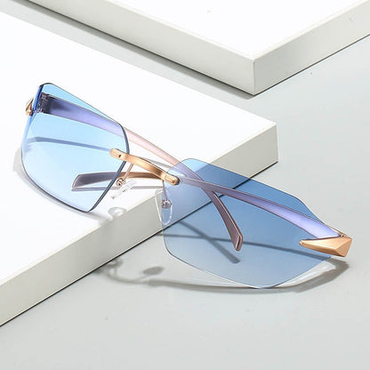Freya | Elegant Rimless Golden Sunglasses
