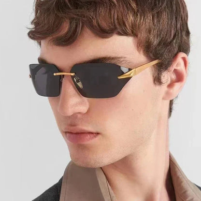 Freya | Elegant Rimless Golden Sunglasses