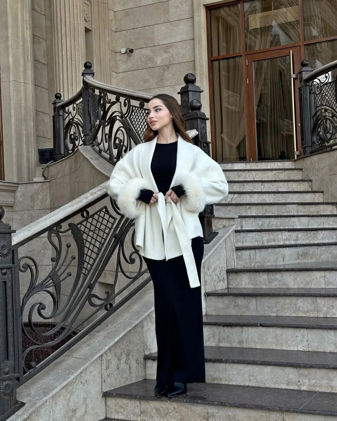Odette | Luxe Faux Fur Cuff Coat