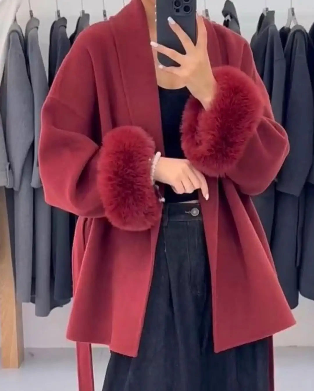 Odette | Luxe Faux Fur Cuff Coat