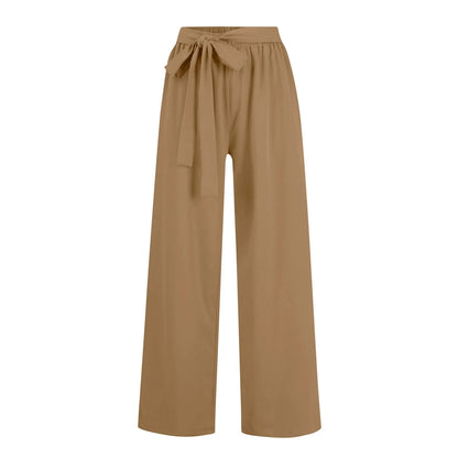 Evangeline | Pleated Wide-Leg Trousers with Tie-Front Detail