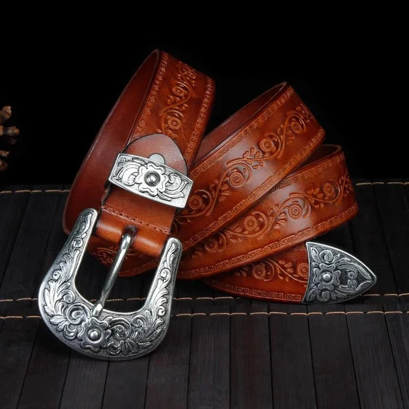 Oscar | Distressed Leather Cowboy Belt