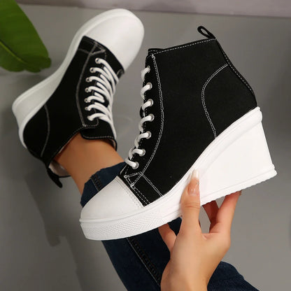 Ondine | Denim Wedge Sneakers