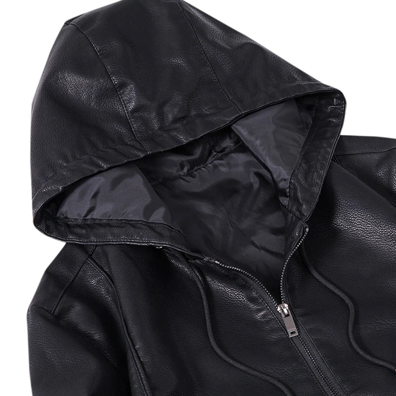 Hamish | Premium Leather Zip-Up Hooded Jacket