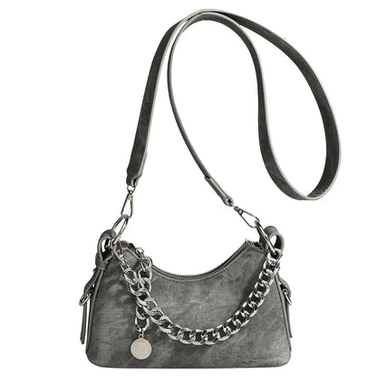 Mira | Washed Denim Chain Shoulder Bag