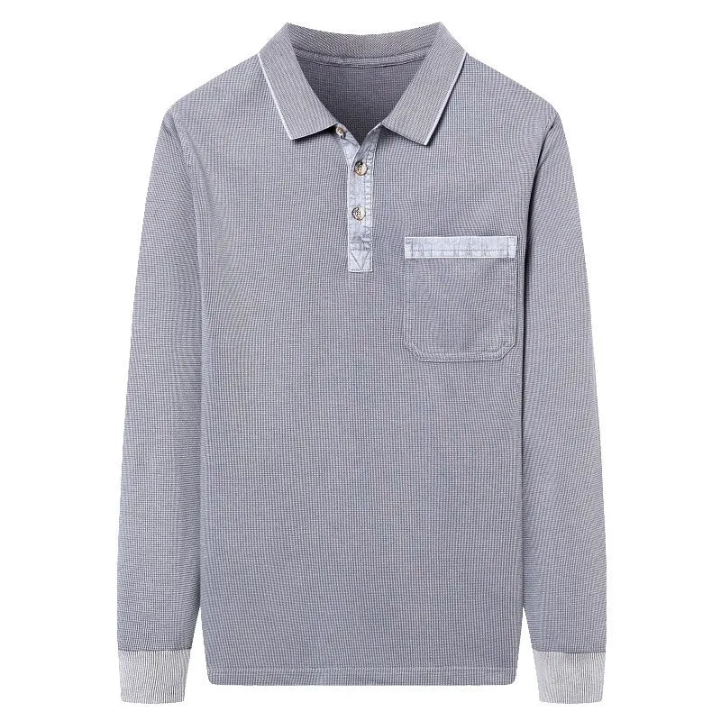 Emmett | Classic Cotton Long Sleeve Polo with Chest Pocket