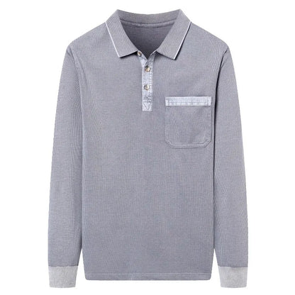 Emmett | Classic Cotton Long Sleeve Polo with Chest Pocket