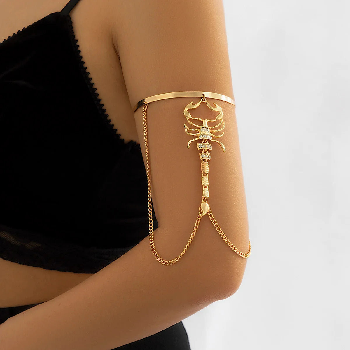 Eloise | Gold Scorpion Arm Bangle with Stone Accents