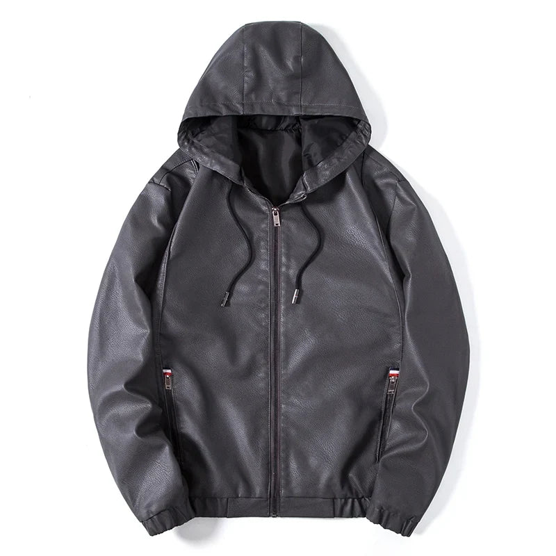 Hamish | Premium Leather Zip-Up Hooded Jacket