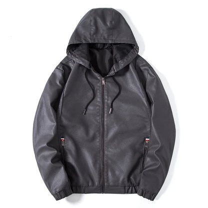 Hamish | Premium Leather Zip-Up Hooded Jacket