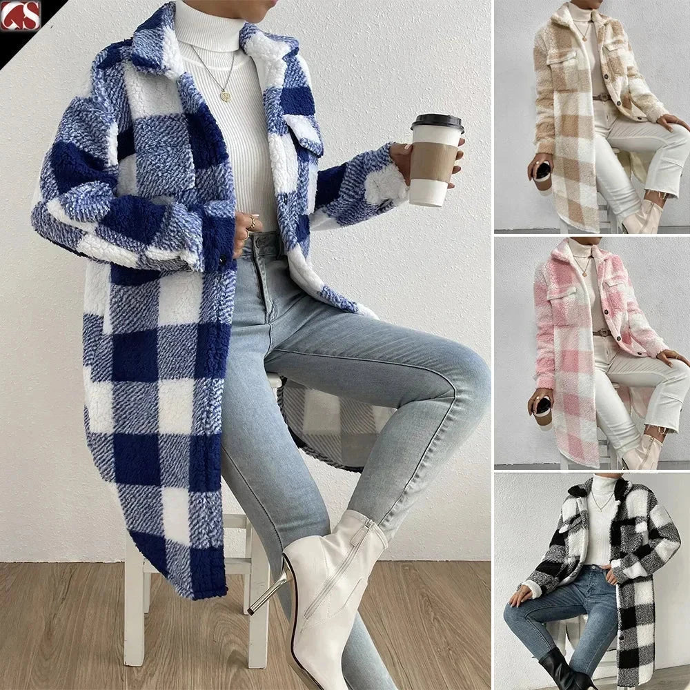 Esme | Luxe Plush Plaid Overcoat