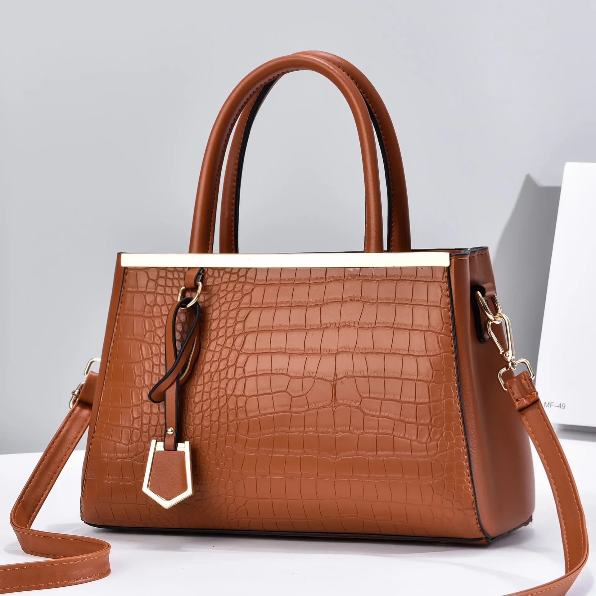 Mariana | Croc-Embossed Leather Structured Handbag
