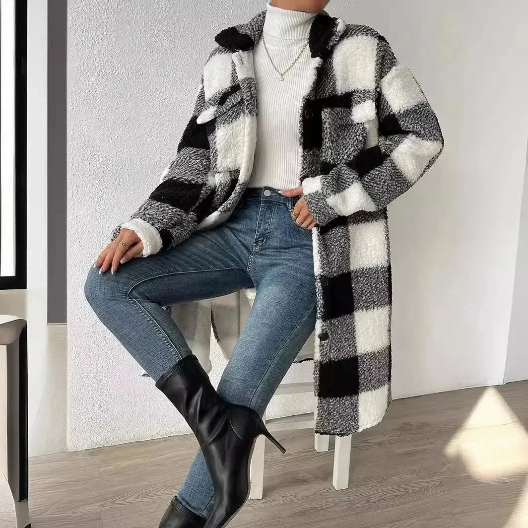 Esme | Luxe Plush Plaid Overcoat