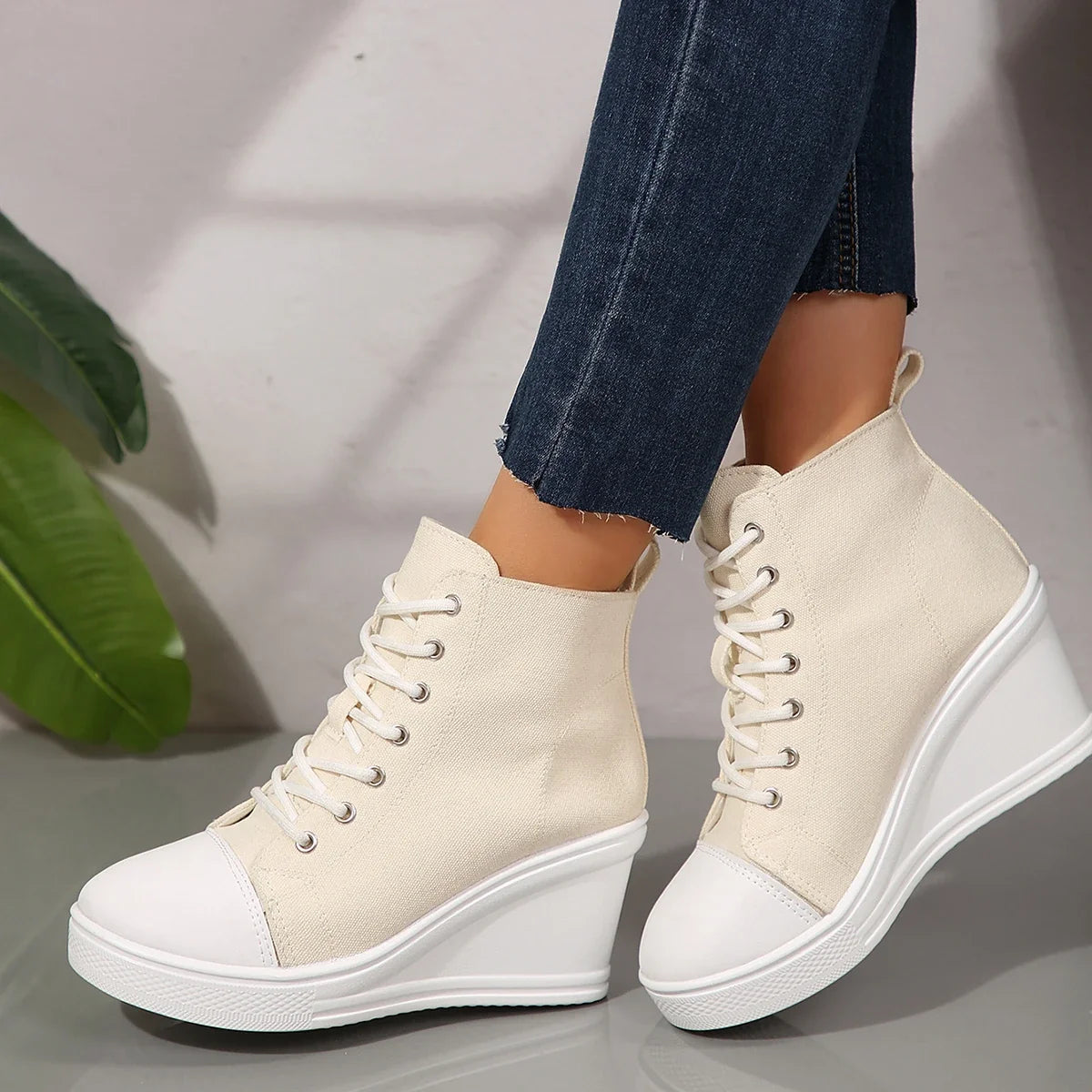 Ondine | Denim Wedge Sneakers