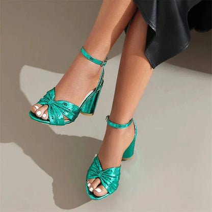 Della | Chic Metallic Block Heel Sandals