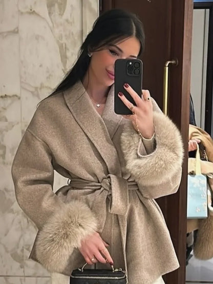 Odette | Luxe Faux Fur Cuff Coat