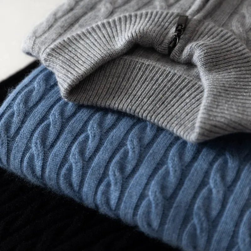Roman | Wool Quarter-Zip Sweater with Ribbed Collar