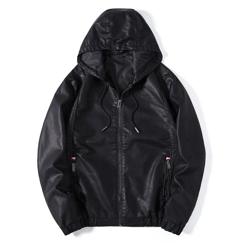 Hamish | Premium Leather Zip-Up Hooded Jacket