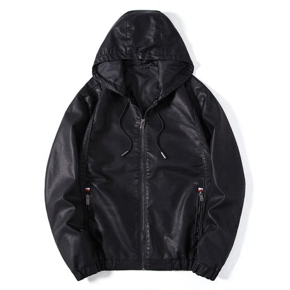 Hamish | Premium Leather Zip-Up Hooded Jacket