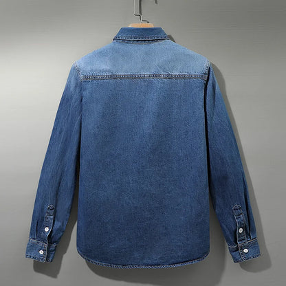 Edmund | Denim Button-Up Shirt with Plaid Cuffs