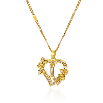Lorelei | Heart Pendant Initial Necklace with Pavé Accents