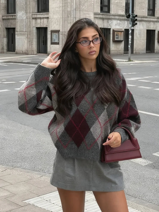 Esme | Luxe Argyle Knit Sweater
