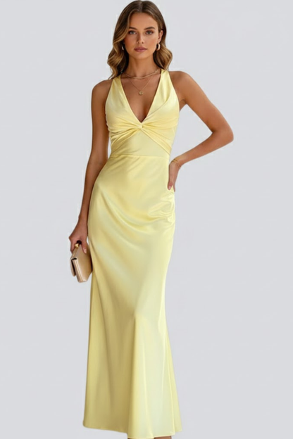 Lila | V-Neck Fitted Waist Maxi Dress